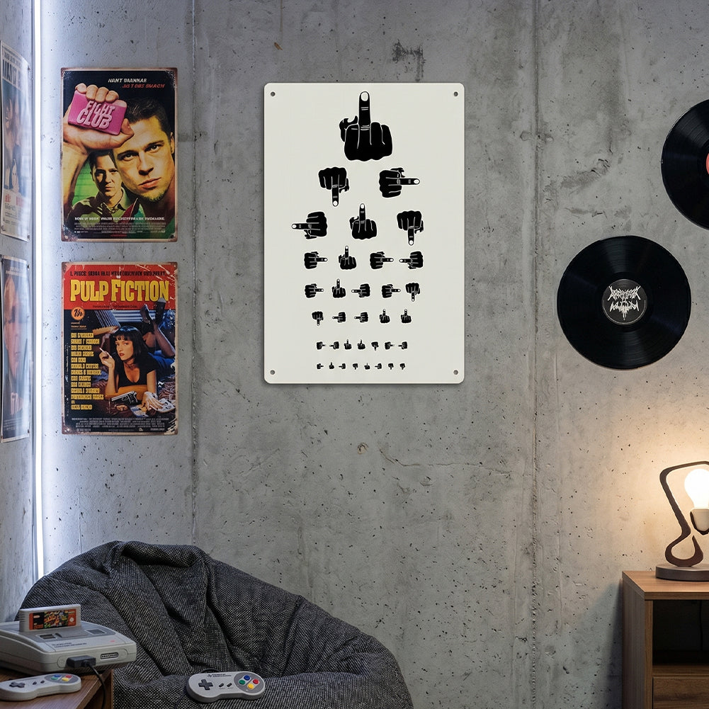 Middle Finger Eye Chart Metal Sign – Funny Rude Wall Decor