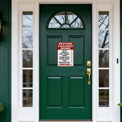 Before Leaving Home Checklist Metal Sign