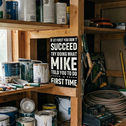 Mike Told You Metal Sign – Funny Garage Workshop Decor