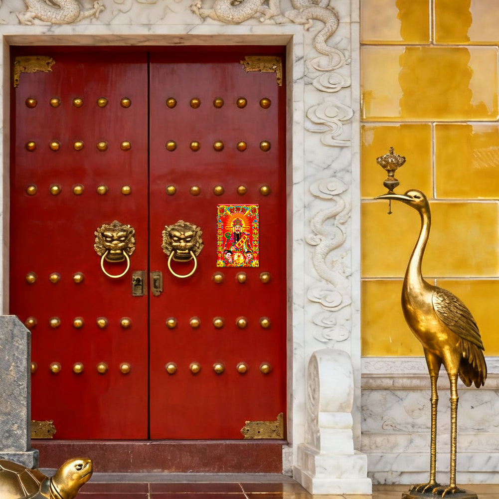 God of Wealth (Caishen) Tin Sign – Lucky Red New Year Wall Art