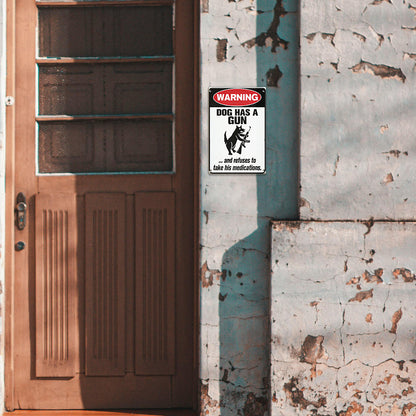 Funny Warning Dog & Cat Metal Sign