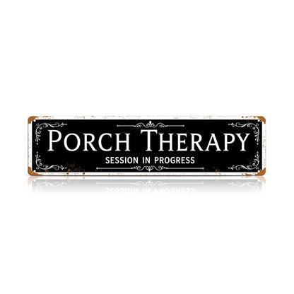 Funny Front Porch Wall Decor - Porch Therapy Session in Progress Metal Sign