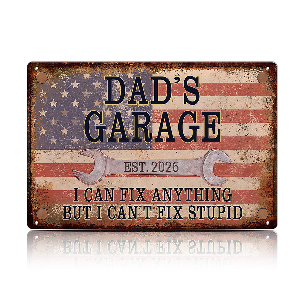 Retro Repair & Service Garage Wall Decor- Dad's Garage Metal Sign