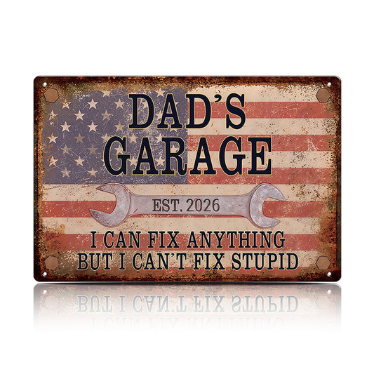 Retro Repair & Service Garage Wall Decor- Dad's Garage Metal Sign