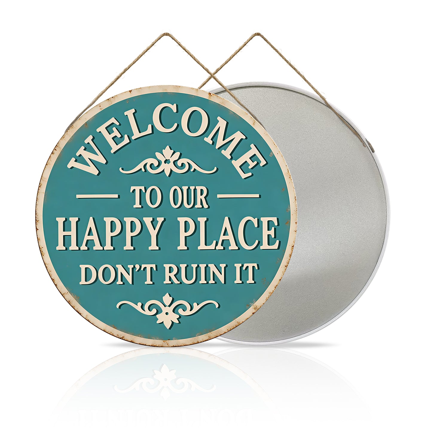 Welcome to My Happy Place Round Metal Sign