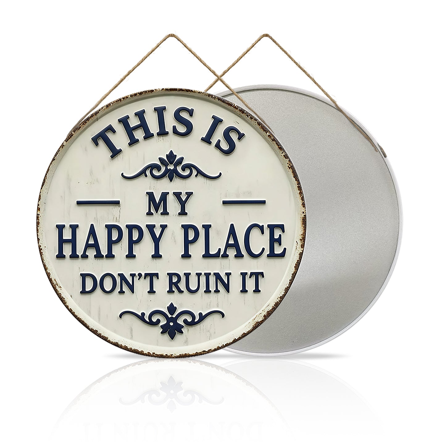 Welcome to My Happy Place Round Metal Sign