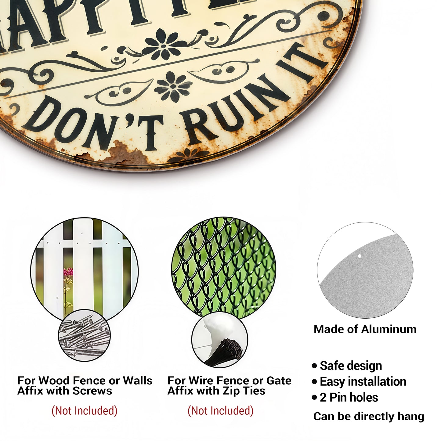 Welcome to My Happy Place Round Metal Sign