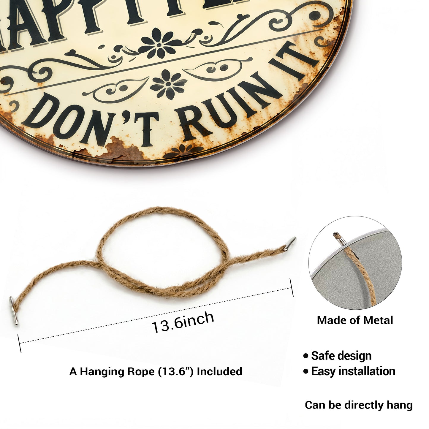 Welcome to My Happy Place Round Metal Sign