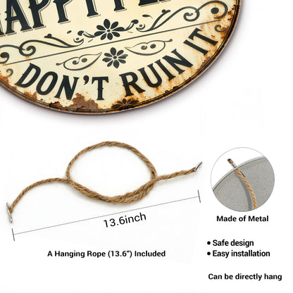 Welcome to My Happy Place Round Metal Sign