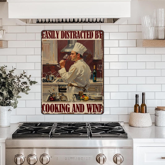 "Easily Distracted By Cooking and Wine" Funny Chef
