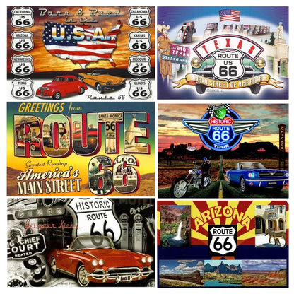 6pcs Historic Route 66 Collage