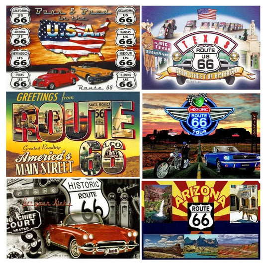 6pcs Historic Route 66 Collage