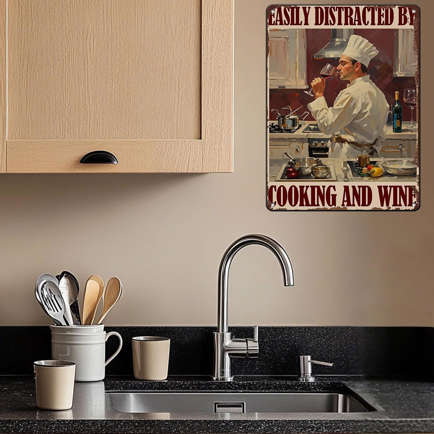 "Easily Distracted By Cooking and Wine" Funny Chef
