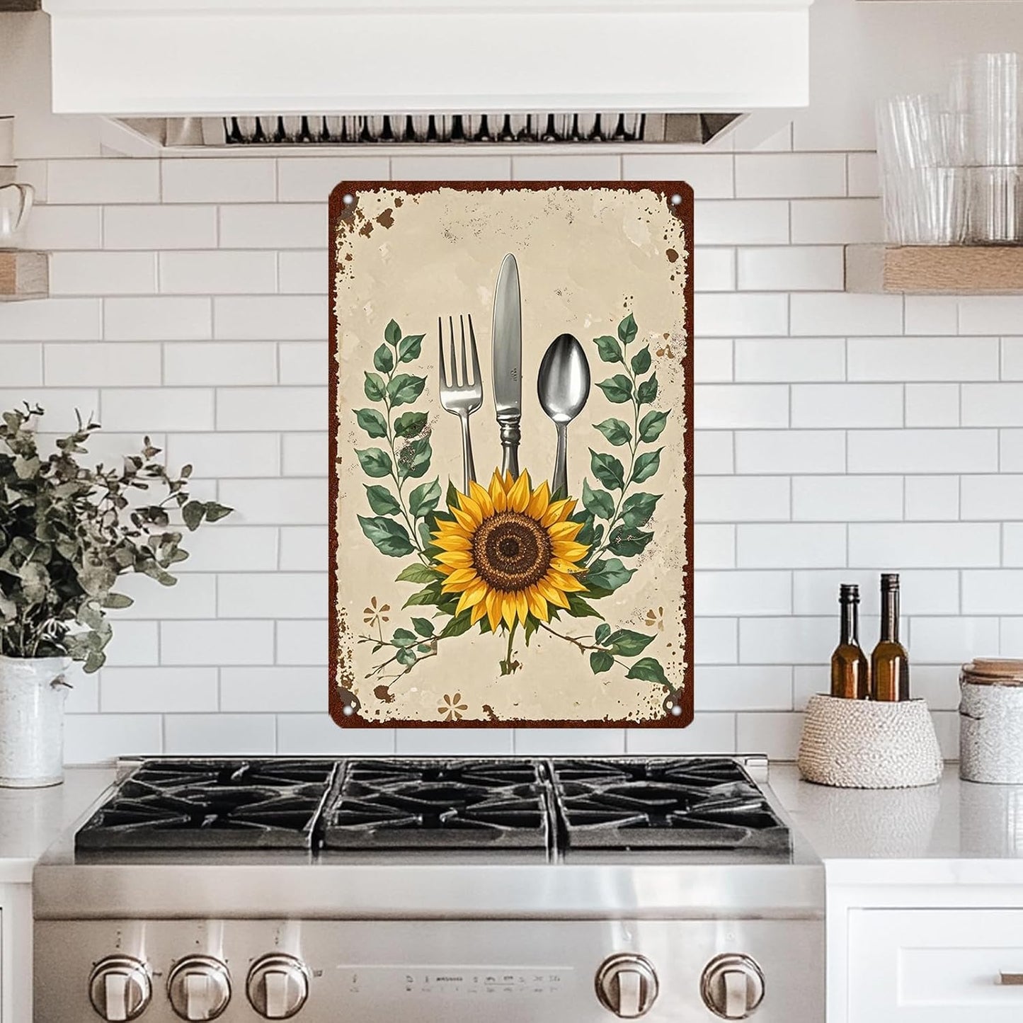 Sunflower & Cutlery Rustic Kitchen