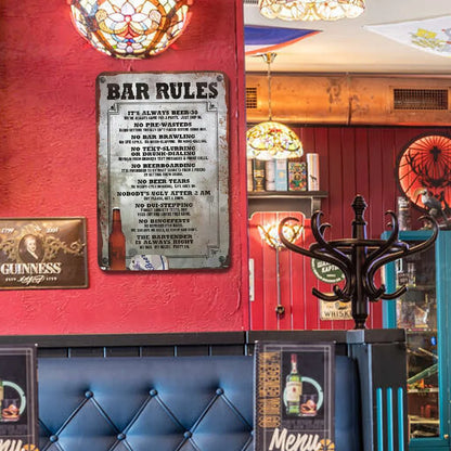 "Bar Rules" Funny Metal Tin Sign