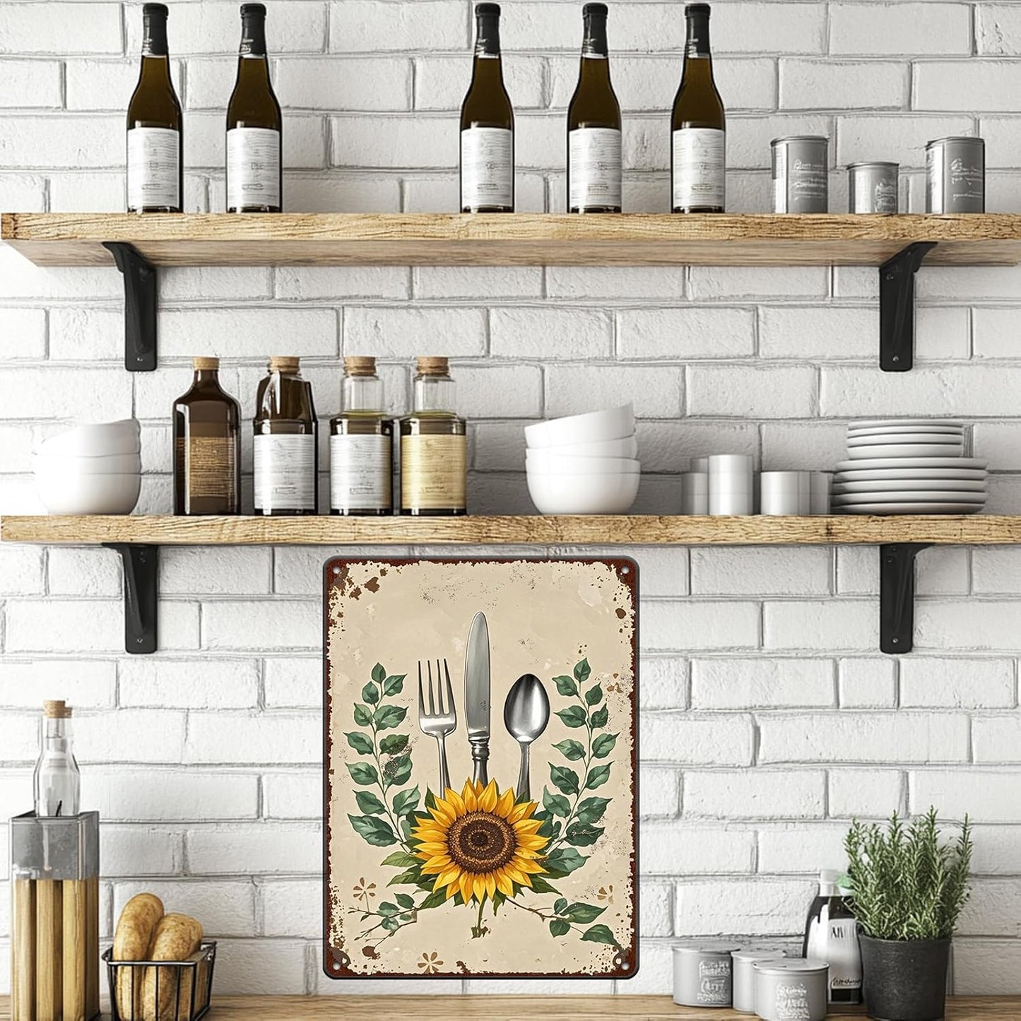 Sunflower & Cutlery Rustic Kitchen
