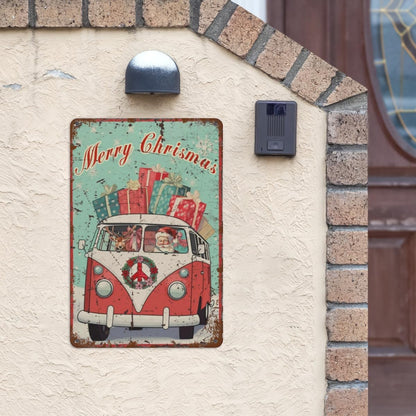 Merry Christmas Santa & Reindeer VW Bus
