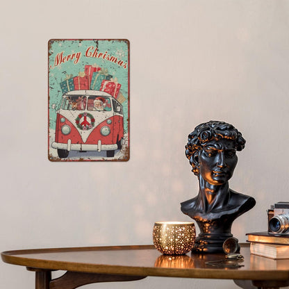 Merry Christmas Santa & Reindeer VW Bus