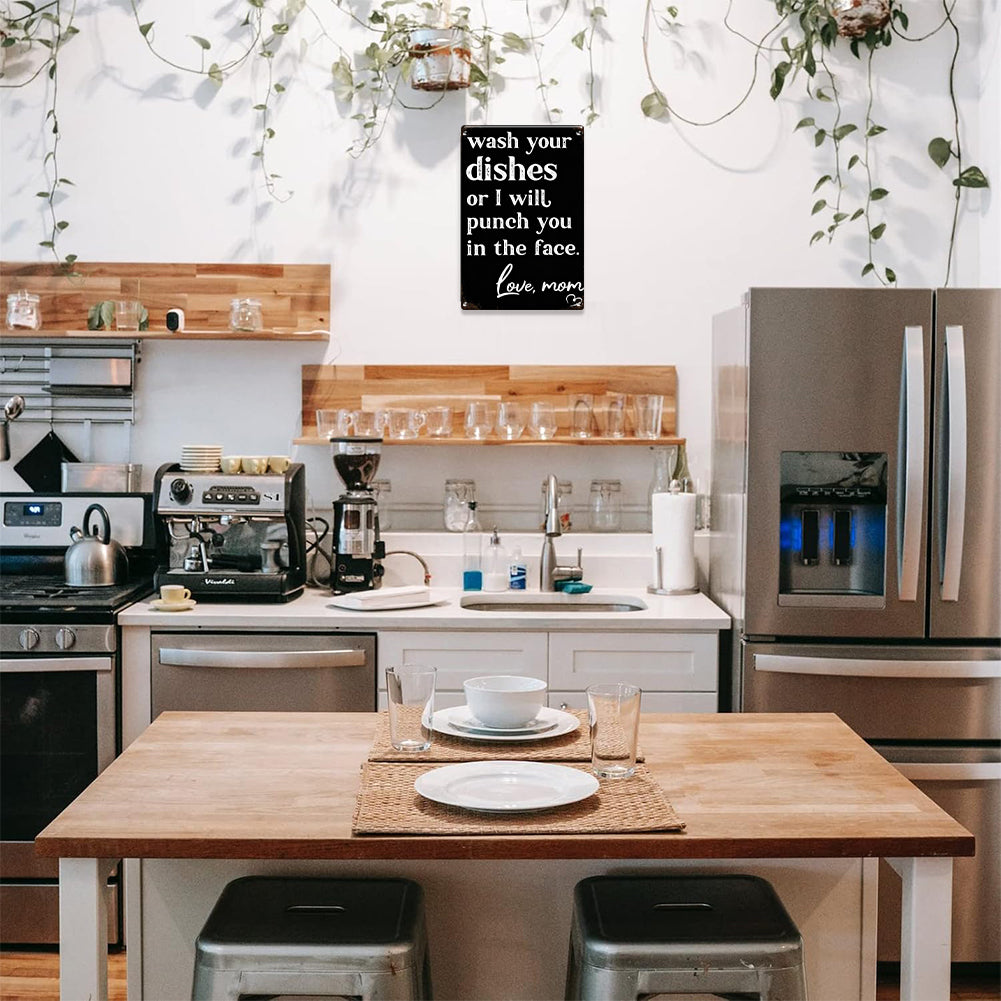 Wash Your Dishes Love Mom Metal Sign