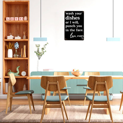 Wash Your Dishes Love Mom Metal Sign