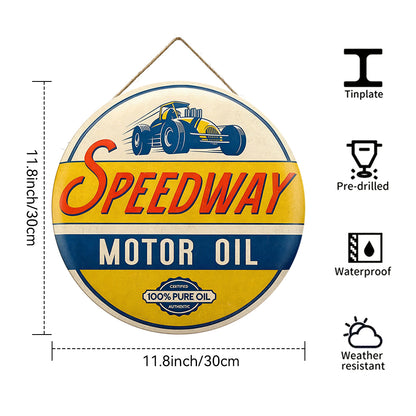 Speedway Motor Oil Round Metal Sign
