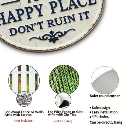 Welcome to My Happy Place Round Metal Sign