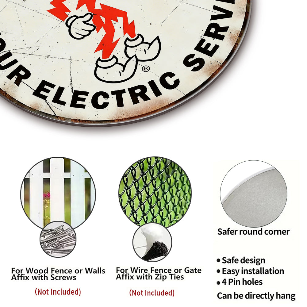 Reddy Kilowatt Round Metal Sign – Vintage Electric Ad