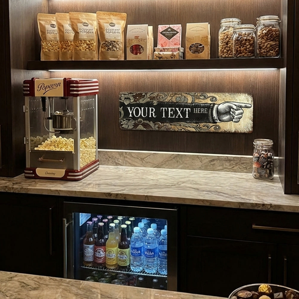 Custom Right  Pointing Hand Metal Sign