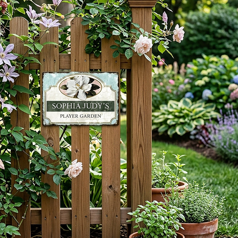 Custom Magnolia Garden Metal Sign