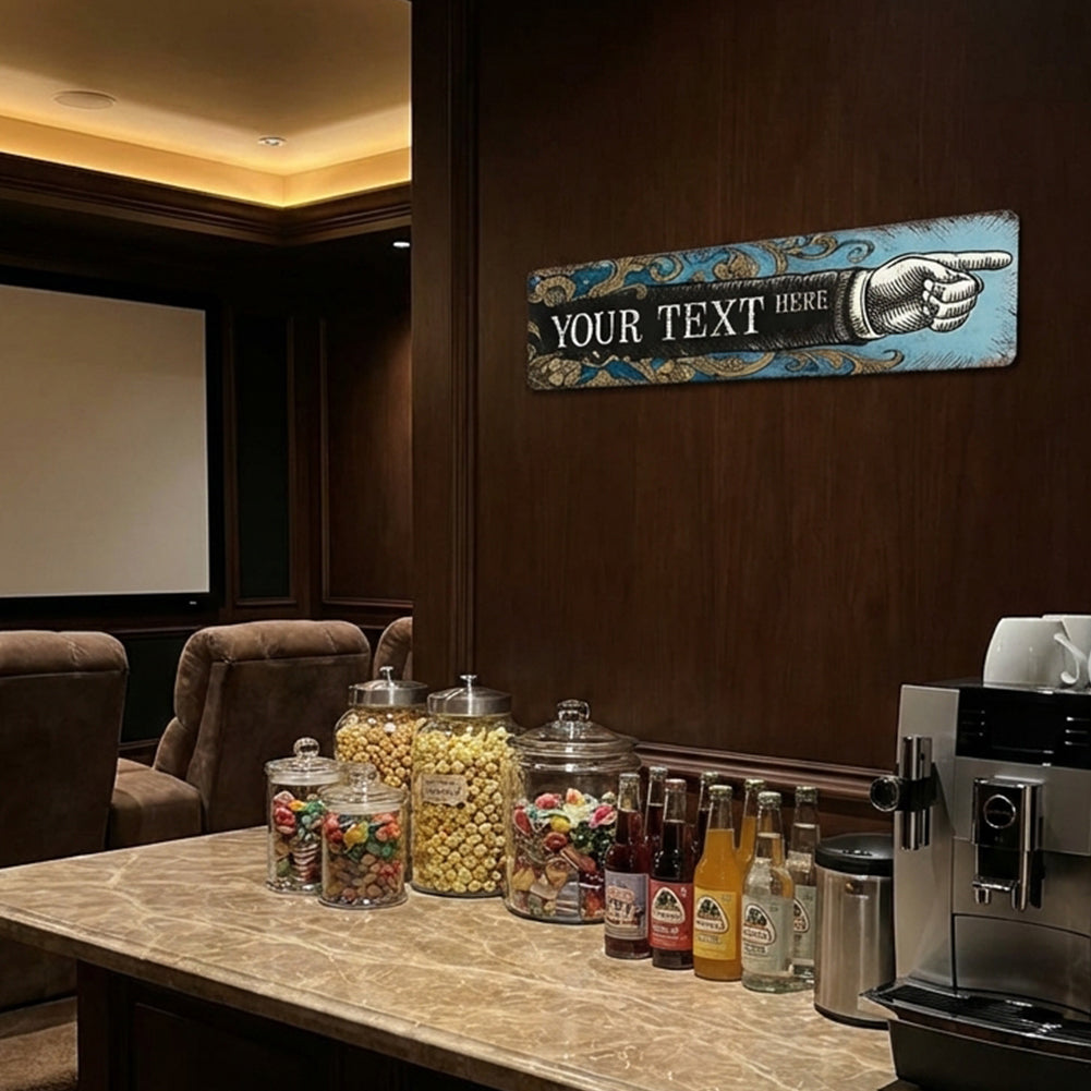 Custom Right  Pointing Hand Metal Sign