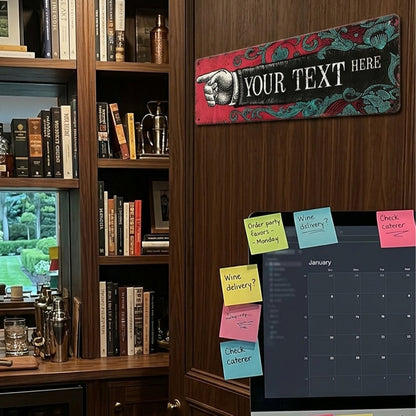 Custom Left Pointing Hand Metal Sign