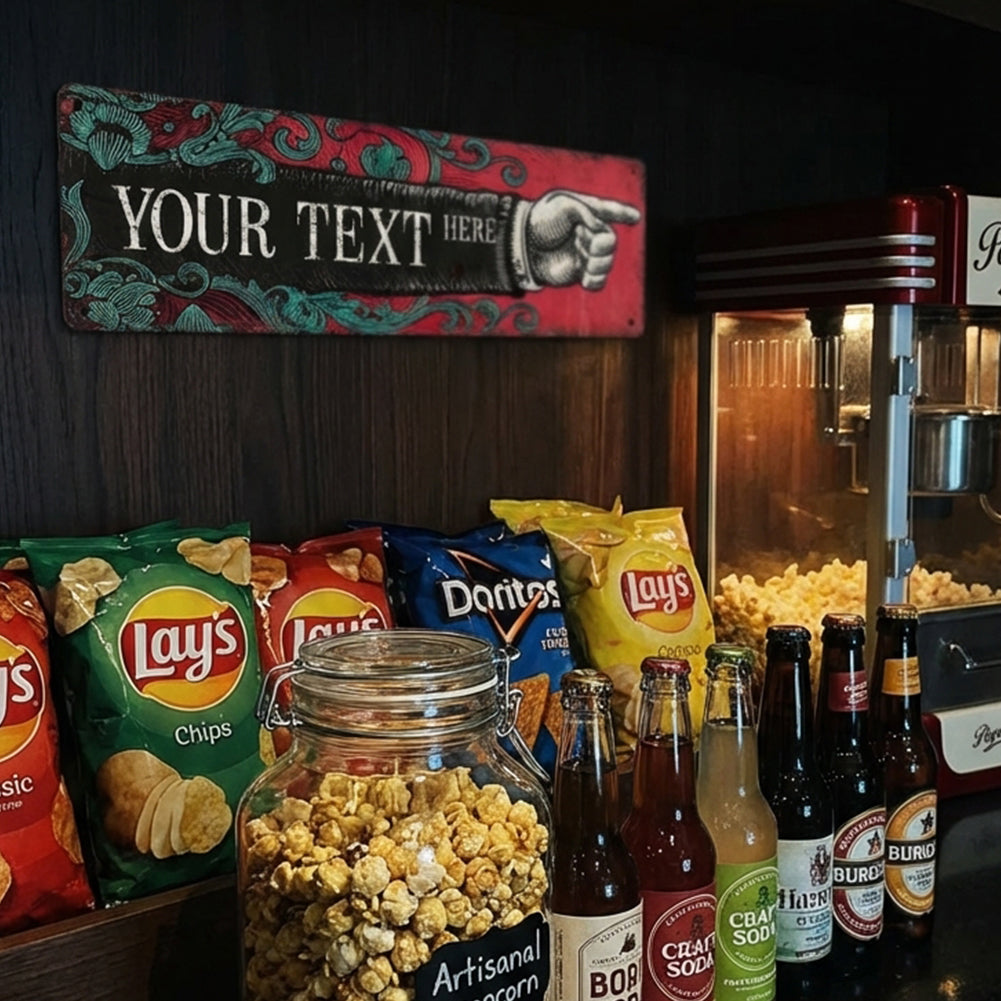 Custom Right  Pointing Hand Metal Sign