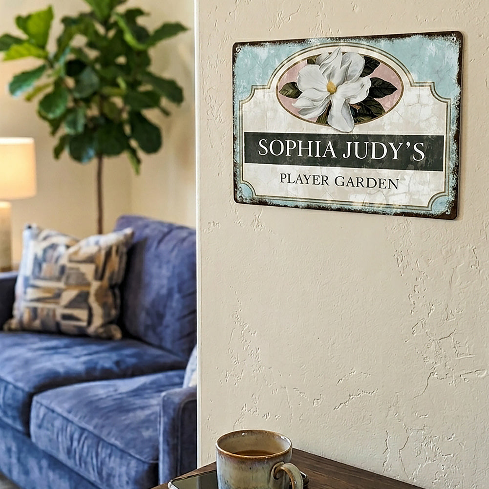 Custom Magnolia Garden Metal Sign