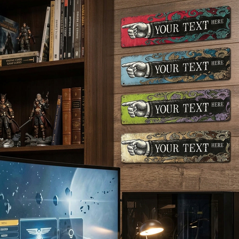 Custom Left Pointing Hand Metal Sign