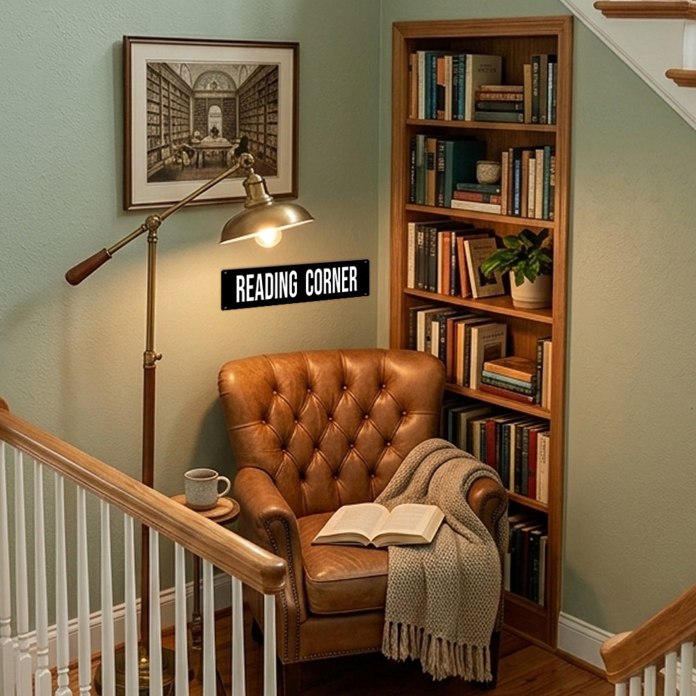 Reading Corner Metal Sign