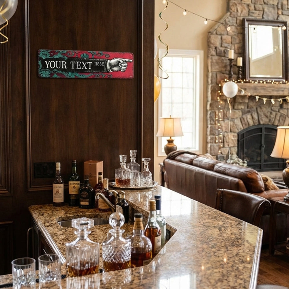 Custom Right  Pointing Hand Metal Sign