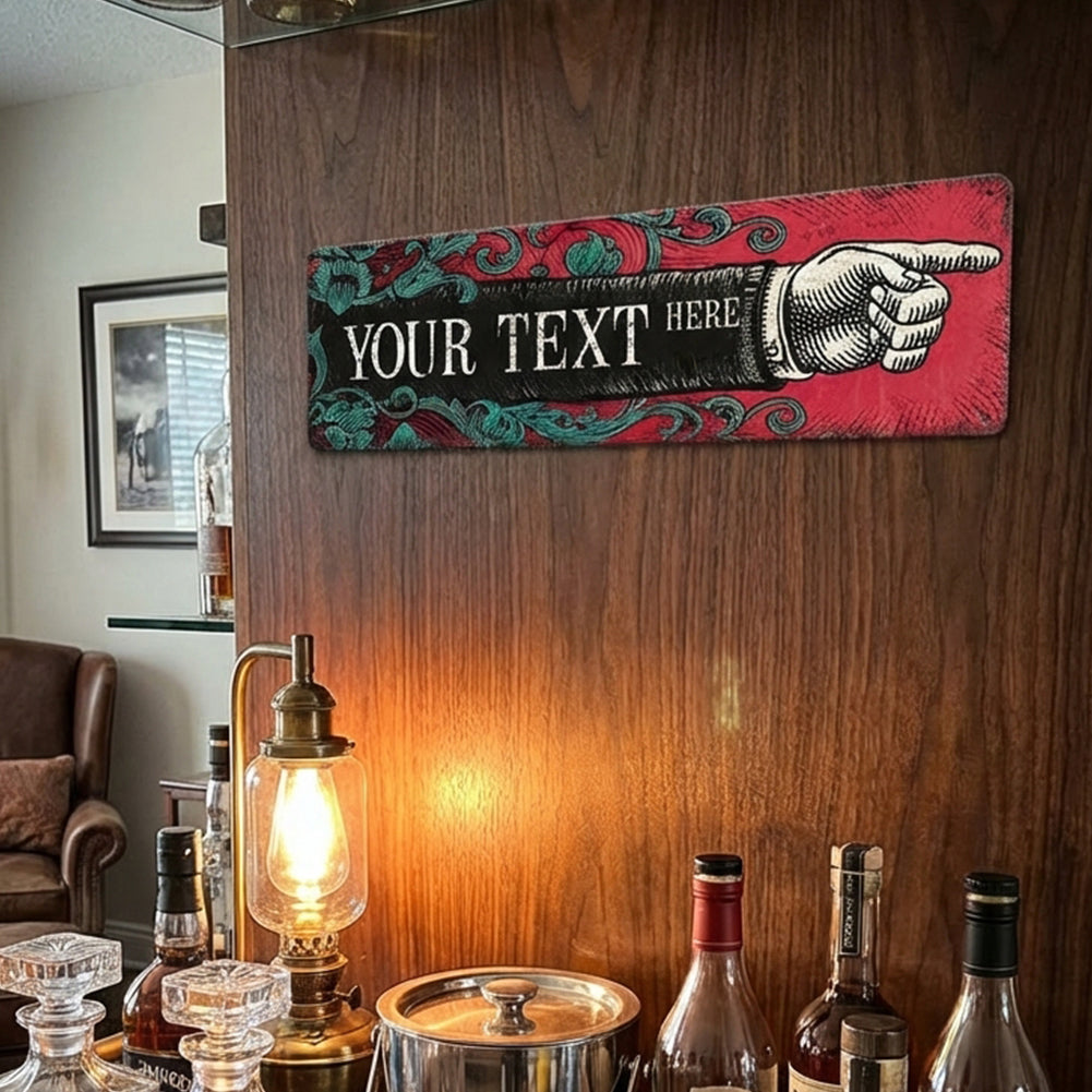 Custom Right  Pointing Hand Metal Sign