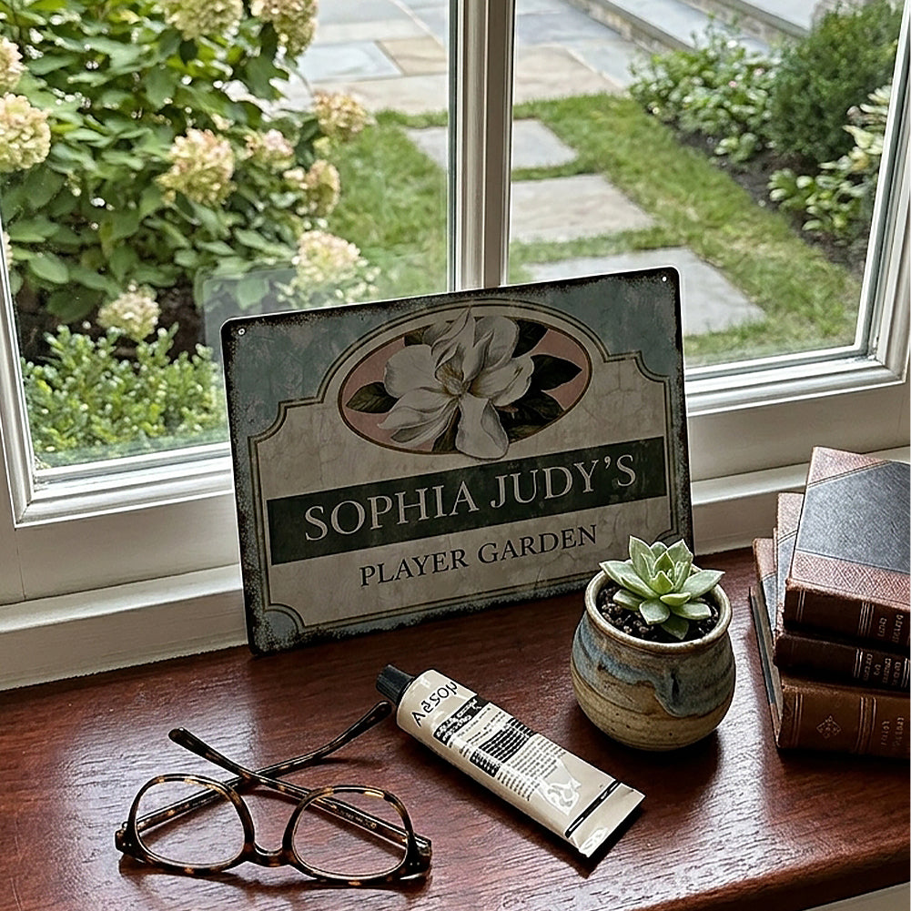 Custom Magnolia Garden Metal Sign