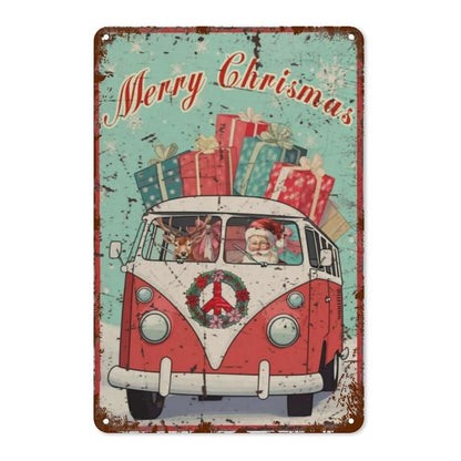 Merry Christmas Santa & Reindeer VW Bus