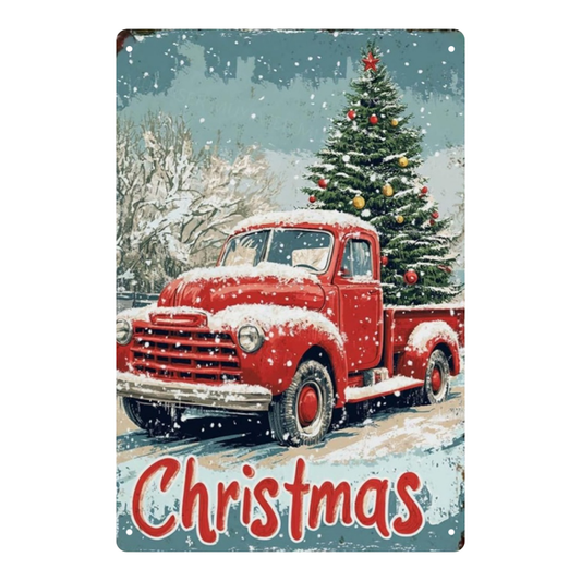 Red Christmas Truck & Tree