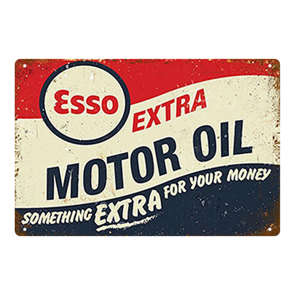 Esso Extra Motor Oil Vintage Tin Sign – Retro Garage