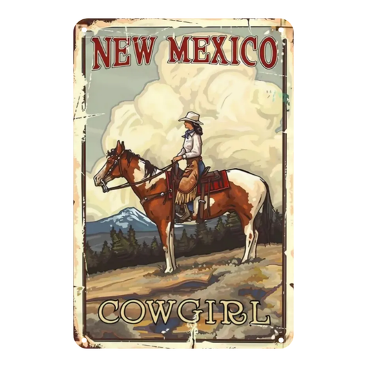 Vintage New Mexico Cowgirl Travel Poster