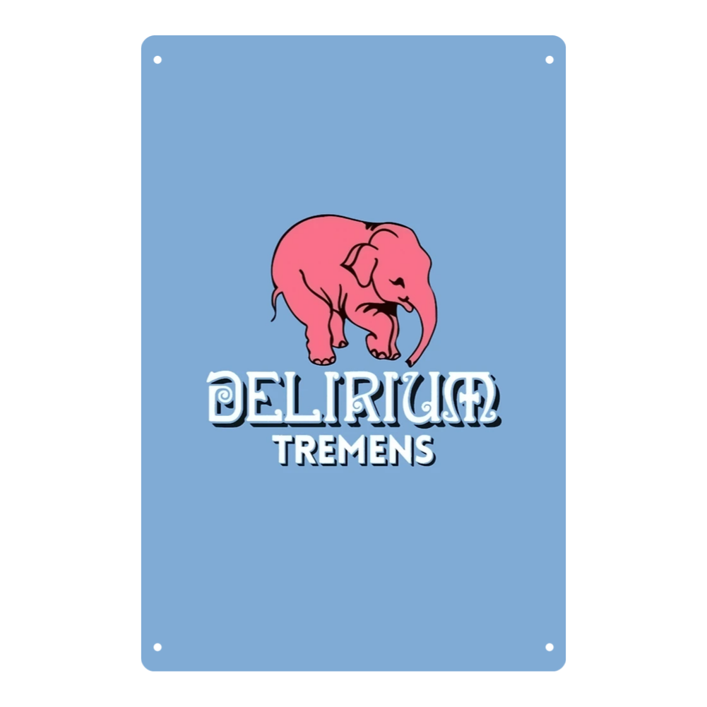 Delirium Tremens Pink Elephant Metal Sign