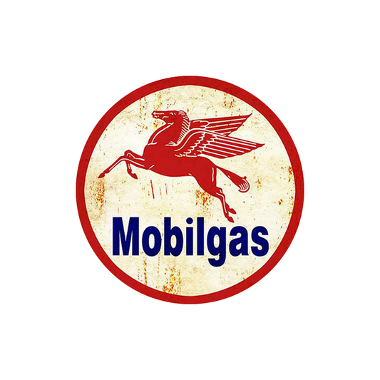 Mobilgas Pegasus Round Metal Sign – Vintage Gas Station