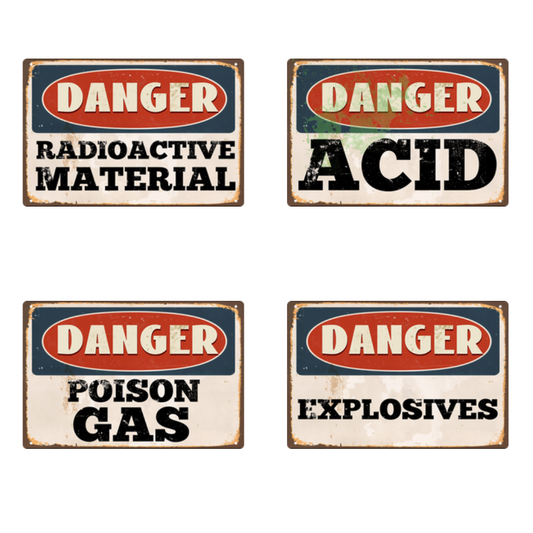4pcs - Industrial Danger Wall Sign Bundle