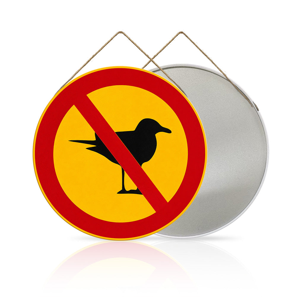 No Bird Poop Round Metal Sign – Funny Garden Fence Decor