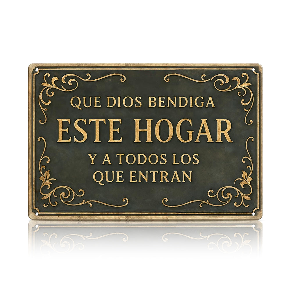 Que Dios Bendiga Este Hogar – Metal Wall Sign