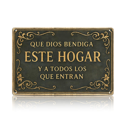 Que Dios Bendiga Este Hogar – Metal Wall Sign