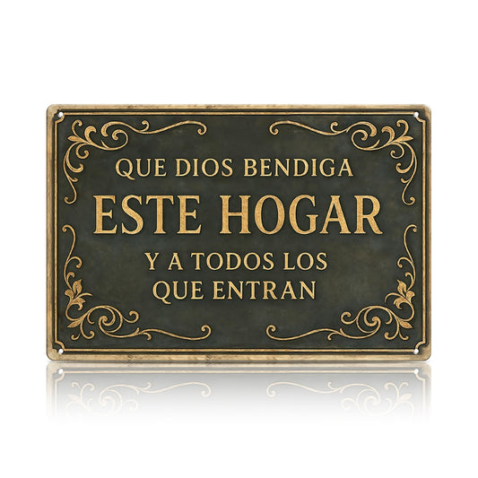 Que Dios Bendiga Este Hogar – Metal Wall Sign