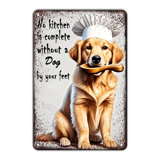 "No Kitchen Is Complete Without a Dog" Golden Retriever